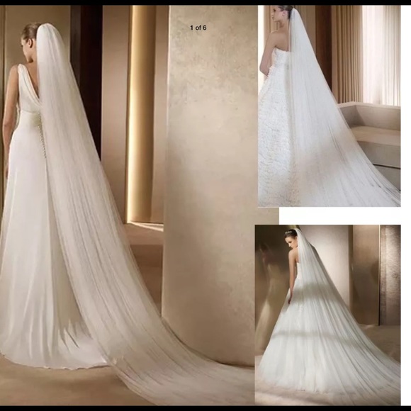 NEW 2 layer cathedral length veil with comb main image 6